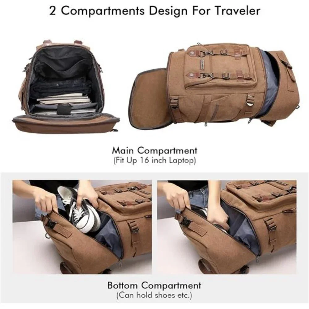 Travel Backpack for Men Women Canvas Backpack Carry on Luggage Rucksack